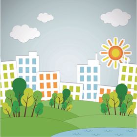 城市插画建筑剪影图矢量