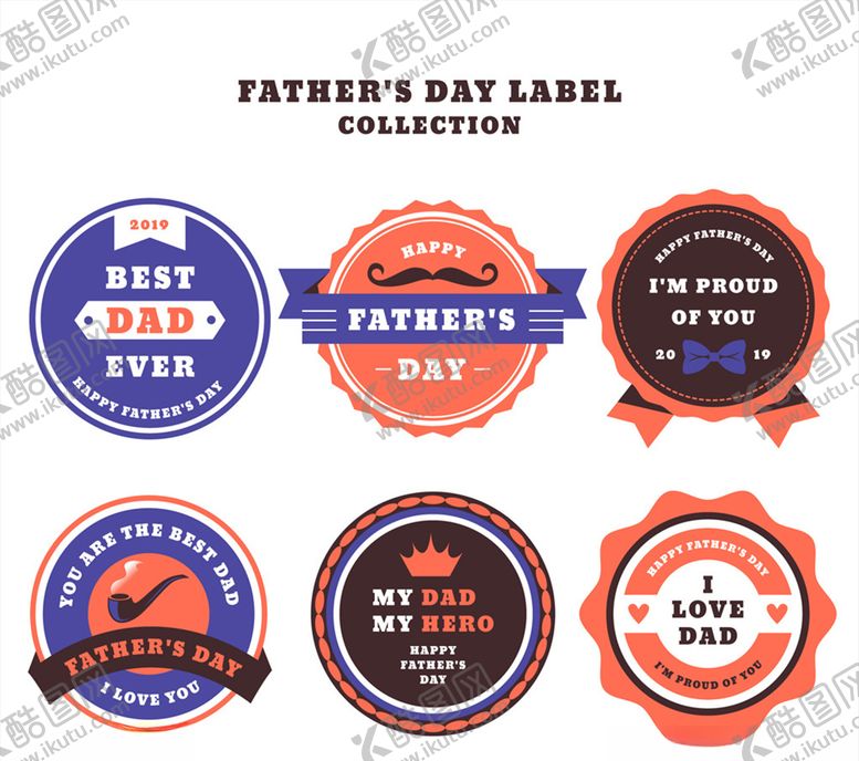 编号：98196509141932275127【酷图网】源文件下载-圆形父亲节标签