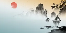 中国风水墨海报潮舞台背景会议背景背景会议