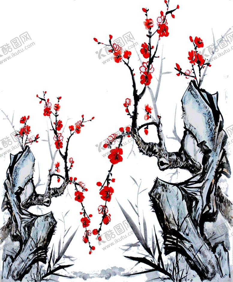 编号：22602602090114363228【酷图网】源文件下载-水墨梅花