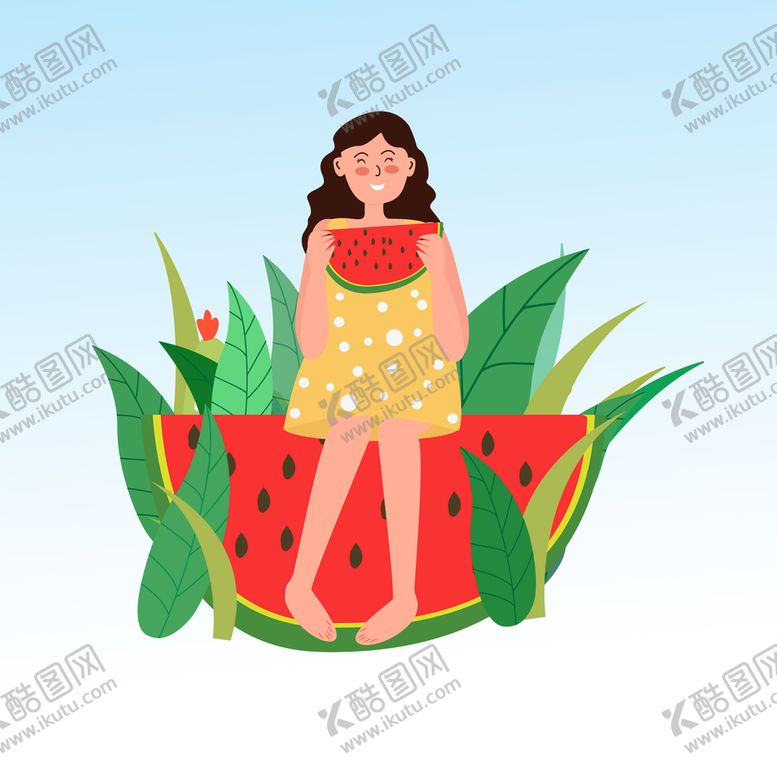 编号：49892910190210337651【酷图网】源文件下载- 吃西瓜 