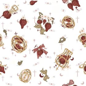 甜美草莓珠宝印花图案