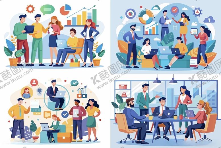 编号：52684409260013465603【酷图网】源文件下载-团队协作场景插画