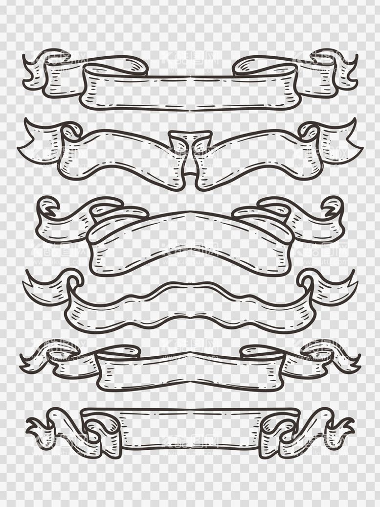 编号：15679611160223135811【酷图网】源文件下载-雕刻手绘丝带元素