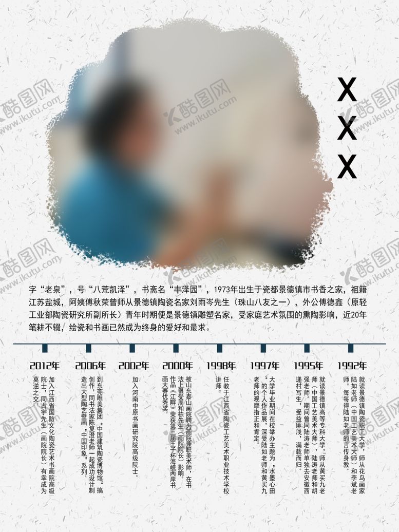 编号：13721209171157496459【酷图网】源文件下载-大师个人经历海报