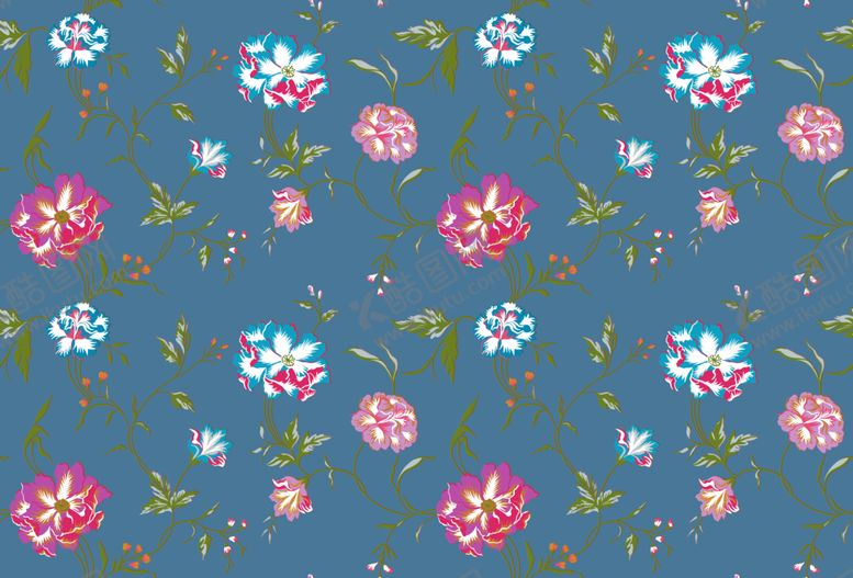 编号：86187601050104554412【酷图网】源文件下载-大牌蓝色花卉图案