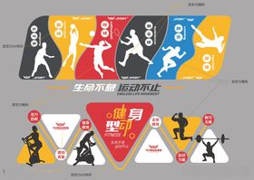 企业社区运动健身装饰形象背景墙