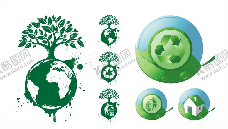 编号：64435309280416234821【酷图网】源文件下载-矢量绿色树环保标志