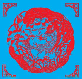 莲年有鱼剪纸