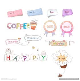 多彩手绘风装饰元素集合