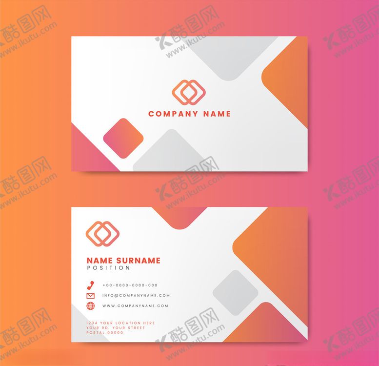 编号：28234609270624168438【酷图网】源文件下载-红色渐变名片卡片