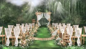 户外草坪香槟绿小清新婚礼效果图