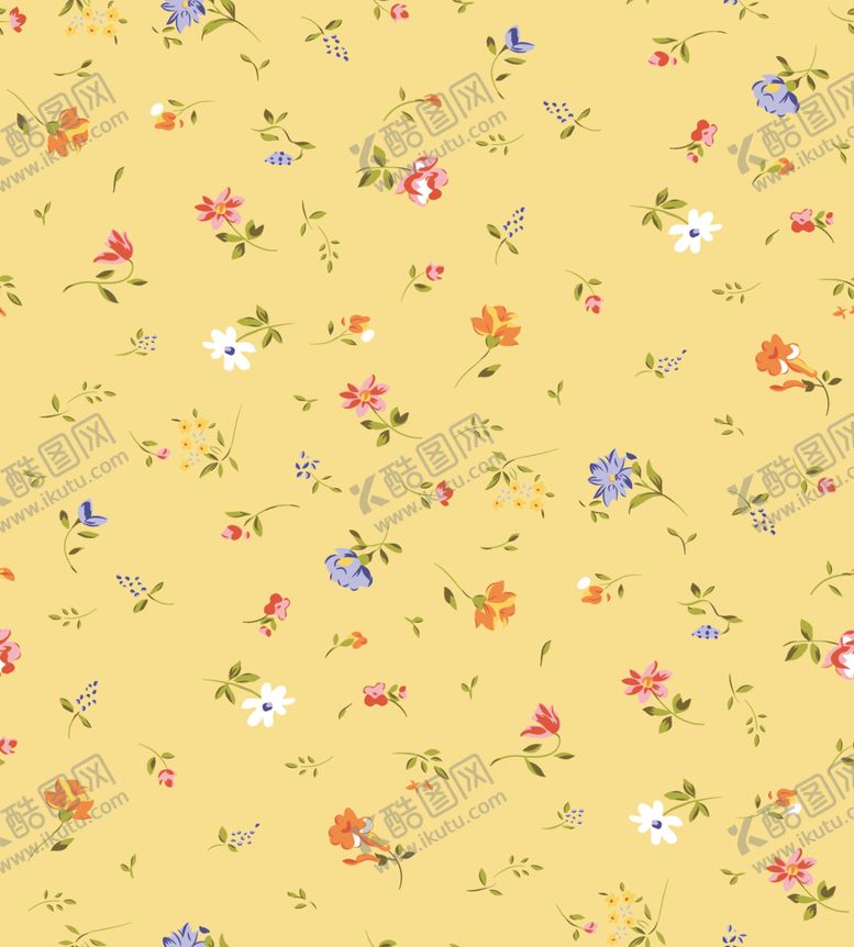 编号：19128404210000052664【酷图网】源文件下载-小碎花黄色花卉背景图案