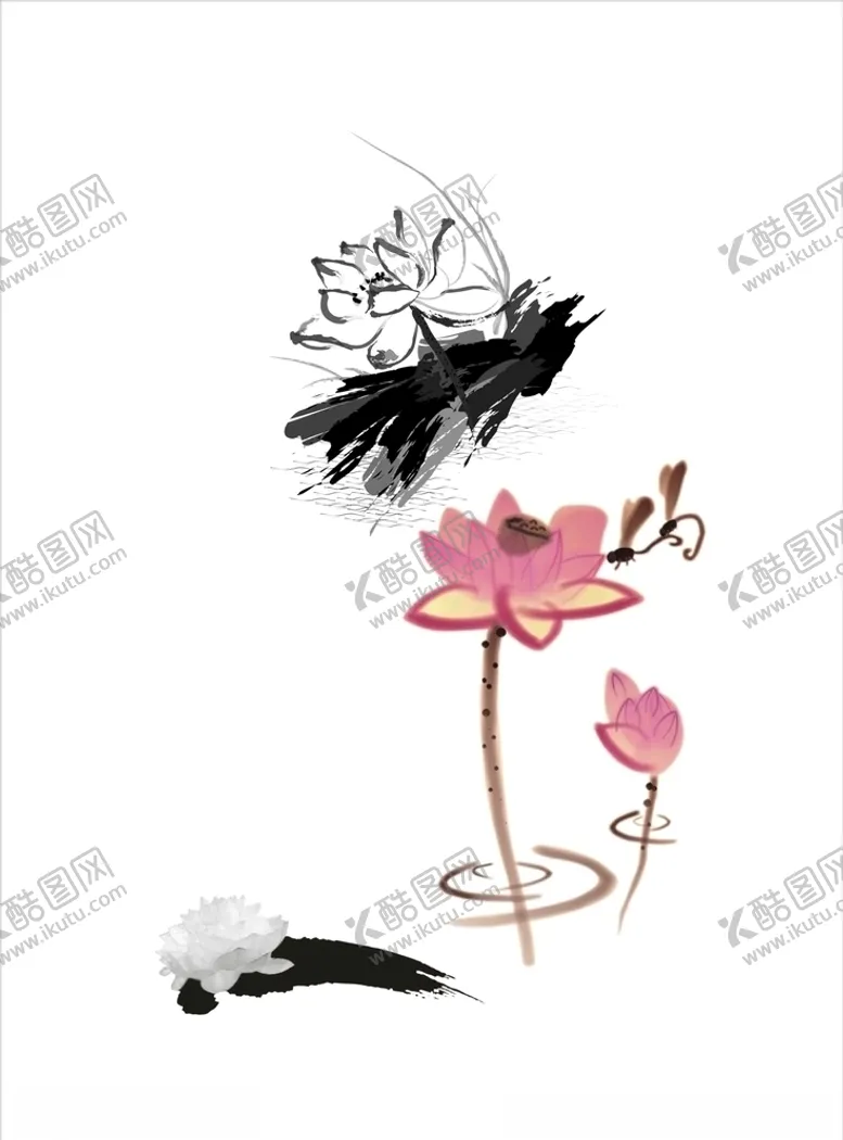 编号：17861207081432203624【酷图网】源文件下载-荷花水墨画