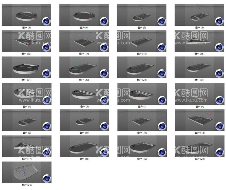 编号：70213810111243043057【酷图网】源文件下载-C4D模型各种各样的窗户