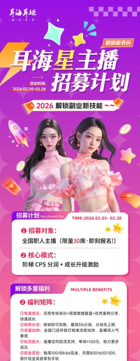 休娱主播招募海报