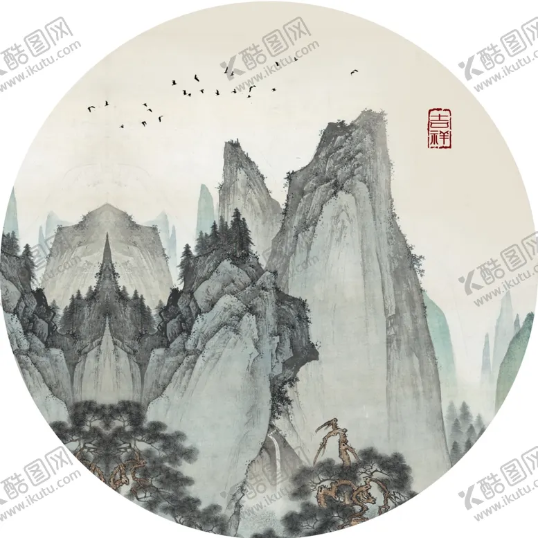 编号：87104312080221334332【酷图网】源文件下载-新中式山峰装饰画