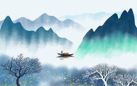 水墨山水画风景中国图新中式装饰
