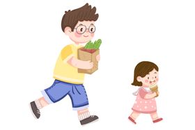 父亲节卡通亲子插画png素材