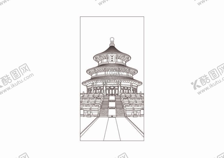 编号：50623809201941001065【酷图网】源文件下载-天坛线稿
