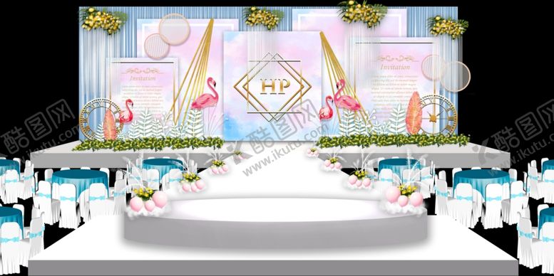 编号：21269709291156426475【酷图网】源文件下载-粉色浪漫气球婚礼效果图