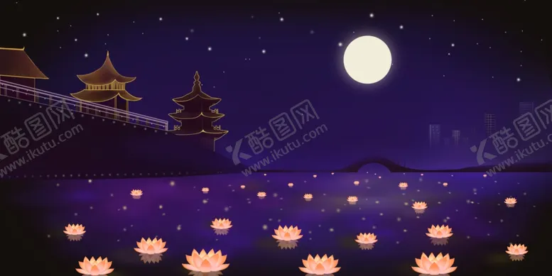 编号：89882309261904195672【酷图网】源文件下载-月亮国风复古插画卡通背景素材