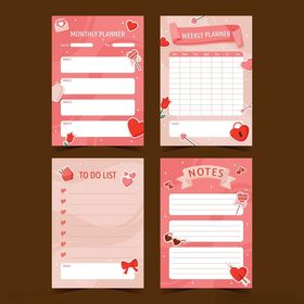 粉色可爱风手账内页模板