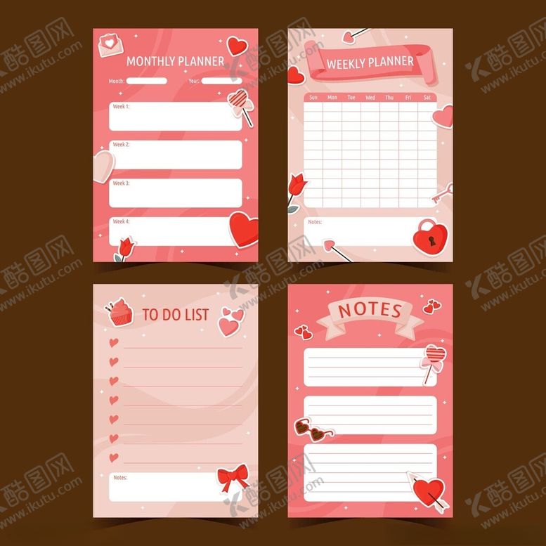 编号：59293811151553155095【酷图网】源文件下载-粉色可爱风手账内页模板