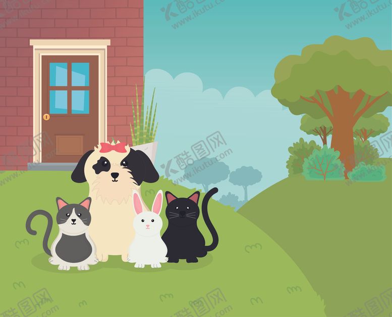 编号：16167509222034496349【酷图网】源文件下载-宠物饲养主题插画