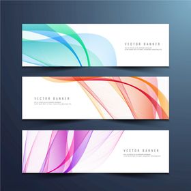 多彩飘逸线条横幅设计