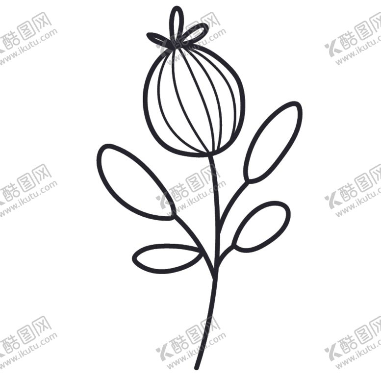 手绘植物橄榄枝清新枝叶淡雅树枝绿色花枝