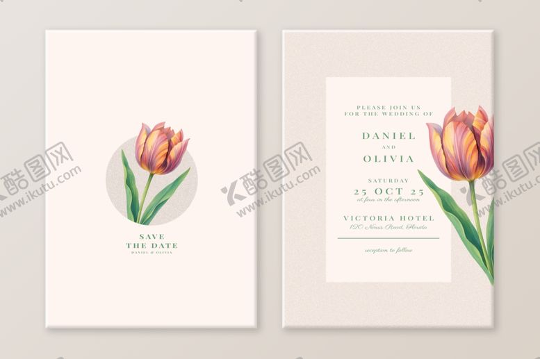 编号：97552609211618426392【酷图网】源文件下载-花卉主题婚礼请柬设计