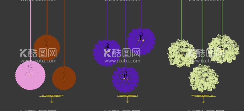 编号：33203810281800505694【酷图网】源文件下载-现代时尚吊灯灯具组合3D模型