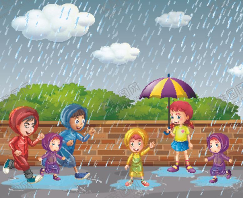 编号：30483210261443523229【酷图网】源文件下载-卡通雨季儿童