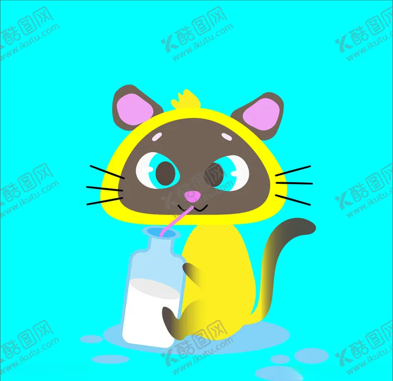 编号：92054310110204338162【酷图网】源文件下载-喝牛奶的萌猫