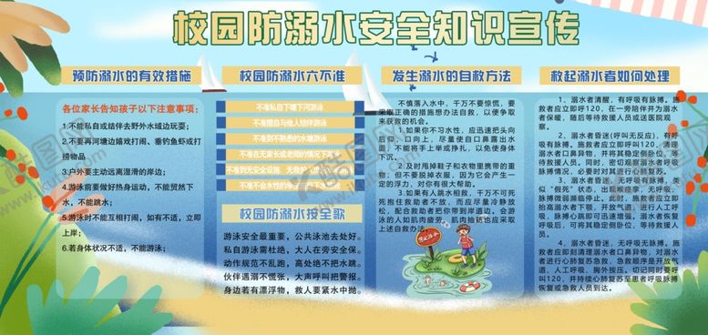 编号：11175103160003285209【酷图网】源文件下载-中小学防溺水宣传知识展板