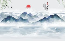 中国风水墨电视背景墙