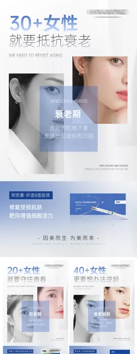 医美水光抗衰产品模特系列海报