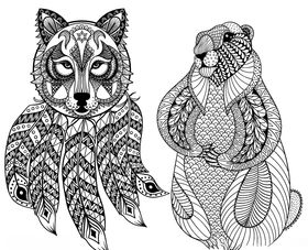 动物白描图案