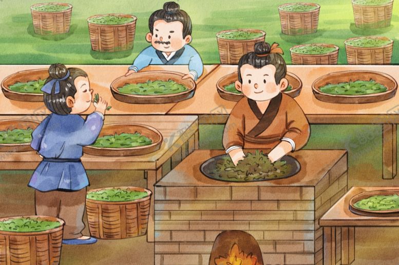 编号：42429604021906255132【酷图网】源文件下载-炒茶水彩插画