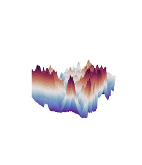 抽象山峰梦幻插画泼墨烟雾缭绕