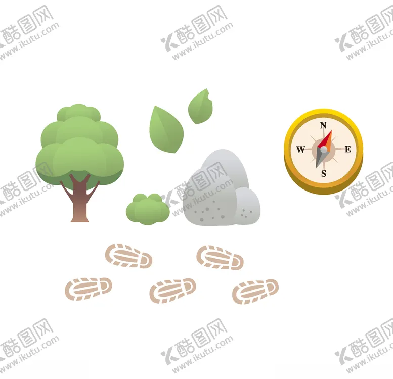 卡通脚印装饰背景人物矢量素材