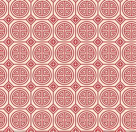 红色矢量中式元素花纹纹饰