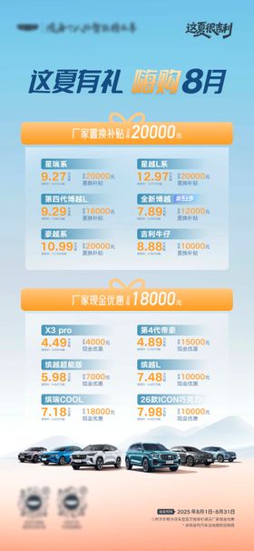 这夏有礼 8 月购车长图