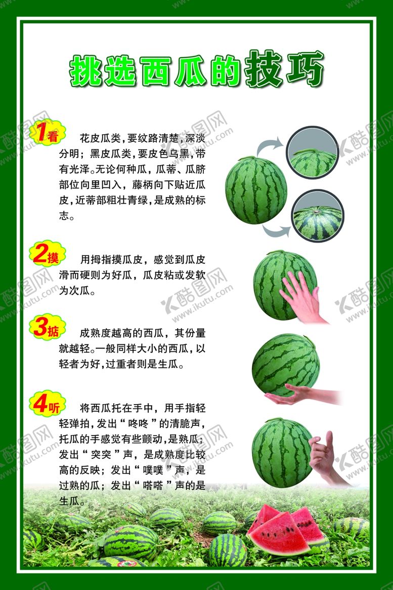 编号：15816702270655405111【酷图网】源文件下载-西瓜挑选技巧