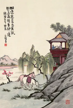 丰子恺国画传统禅意卡通简笔漫作品