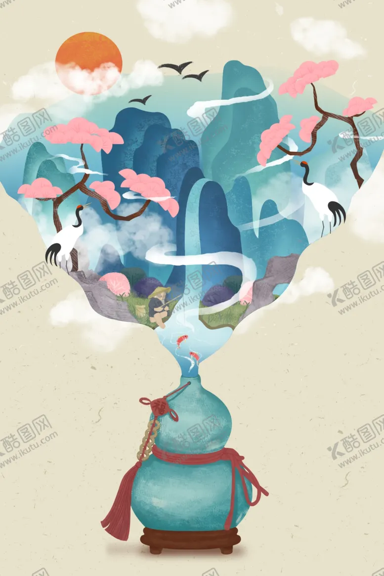 编号：24460504200004083427【酷图网】源文件下载-花瓶瓷器传统复古背景海报素材