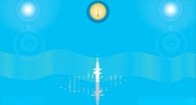 天蓝色金黄圆月科技星球素材