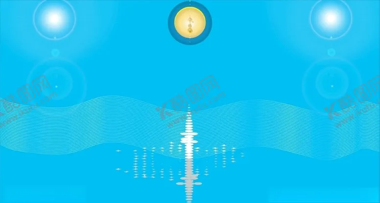 编号：96433209291513054595【酷图网】源文件下载-天蓝色金黄圆月科技星球素材