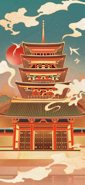 插画素材扁平风格设计明信片风